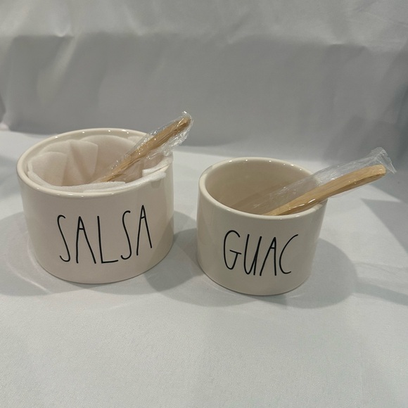 NIB Rae Dunn Salsa and Guac with 2 bamboo spoons set - Picture 5 of 8